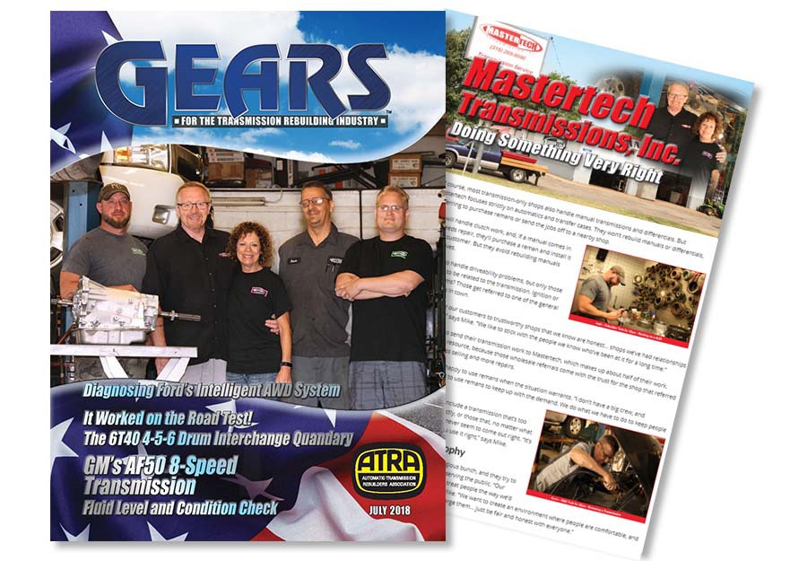 Photo of the Mastertech Transmission team featured on the cover of GEARS magazine